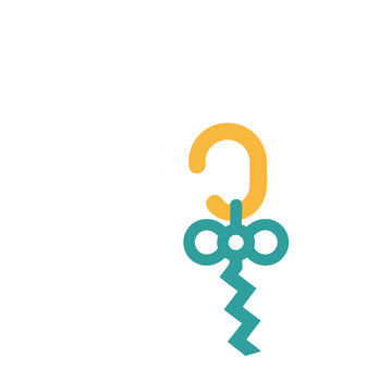 Abstract icon of a hook with a zig-zag line