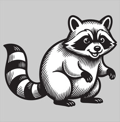 Fototapeta premium Cute Cartoon Raccoon Character Illustration Vector Graphic Design for Wildlife and Nature Lovers Mascot Art for Children Books Apparel Stickers and Creative Digital Media Projects.