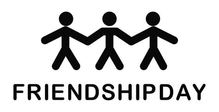 Illustration of three people joining hands together in celebration of international friendship day