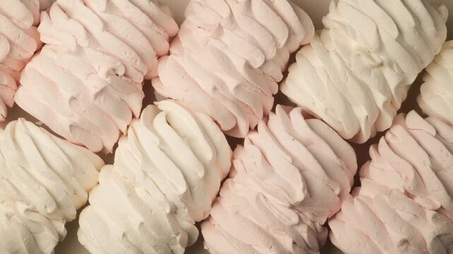Pink and white marshmallow zefir dessert background