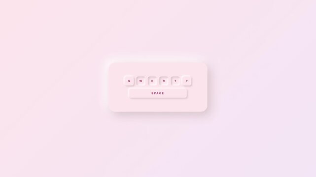 Animated QWERTY keyboard with realistic typing key press effects, representing computer typing, digital communication, data entry, programming, technology, and modern workspace concepts