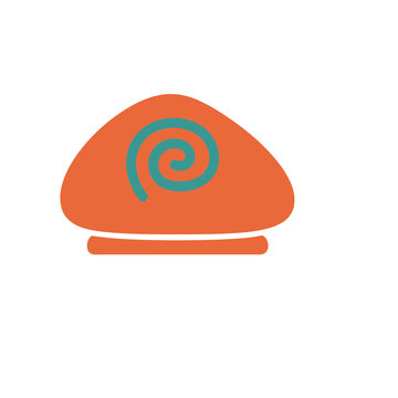 Orange beret with teal spiral