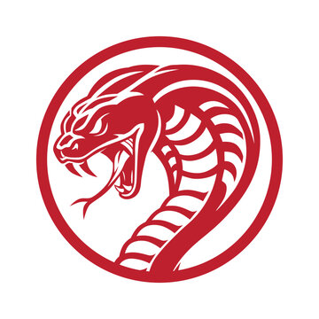 Angry Cobra Snake Head Circular Logo Vector Illustration