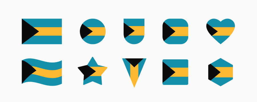 Bahamas Flag Collection in Multiple Shapes