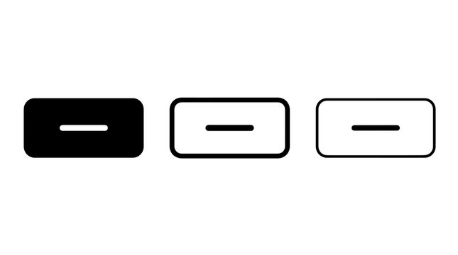 Minimalist minus icons featuring different graphic styles for user interface design