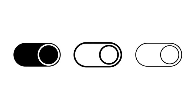 Minimalist toggle switch icons set in flat vector style for digital interface design