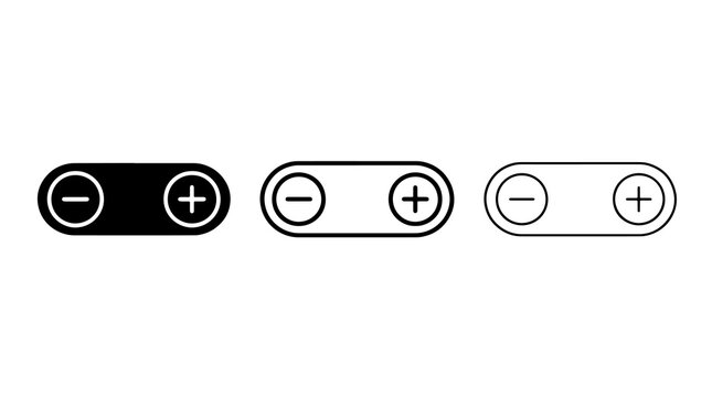 Minimalist plus and minus toggle button icons set in vector line art style
