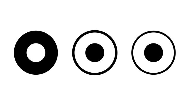 Minimalist black circle icons featuring various hollow and filled geometric shapes