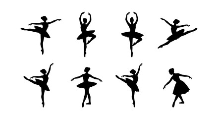 Ballet Dancer Silhouettes Collection, Elegant Poses, Graceful Movement, Vector Art © Maruf