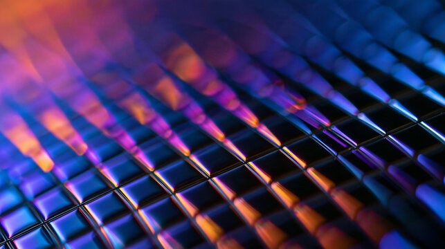 Abstract Futuristic Geometric Grid Pattern with Neon Reflection