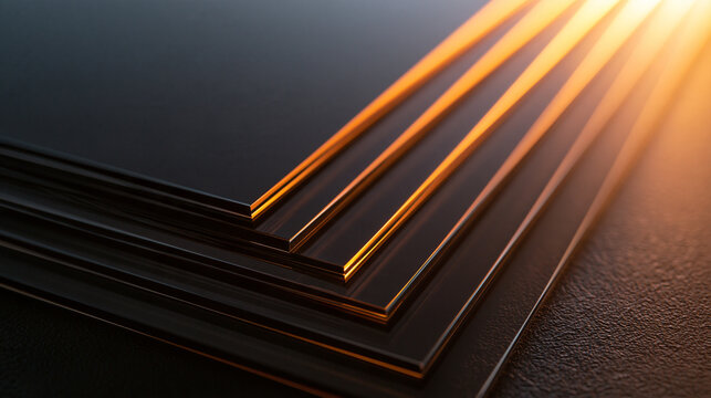 Layered Dark High Tech Composite Panels with Glowing Edges