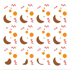 Brown crescent moons and orange circles pattern © resty