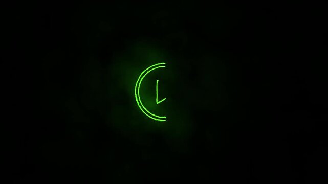 Neon light A circular play button icon on a black background, featuring a bold white outline circle with a white right-pointing triangular play symbol in the center.