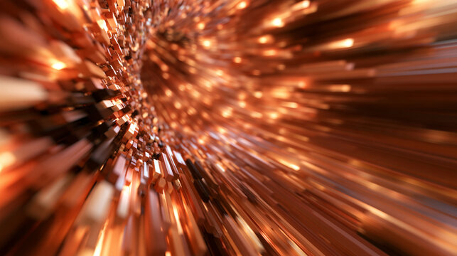 Abstract Golden Copper Tunnel with Dynamic Motion Speed