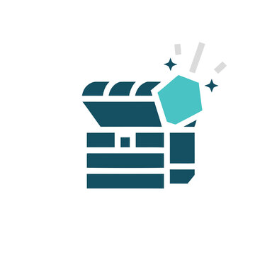 Treasure chest with gem and sparkles icon