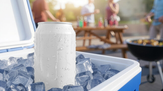 Chilled Beverage Can in Outdoor Cooler