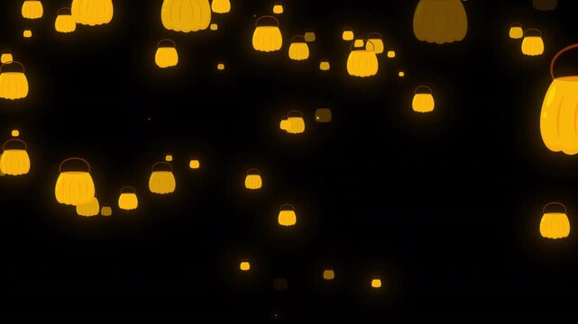Glowing halloween pumpkin buckets falling animation with transparent background