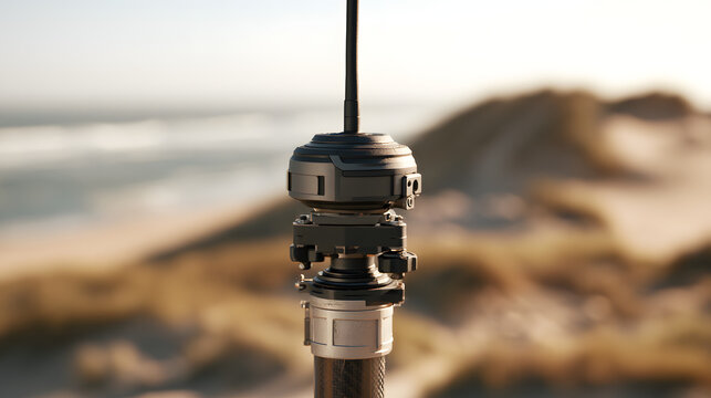 Professional GNSS RTK Survey Receiver Monitoring Coastal Sand Dunes