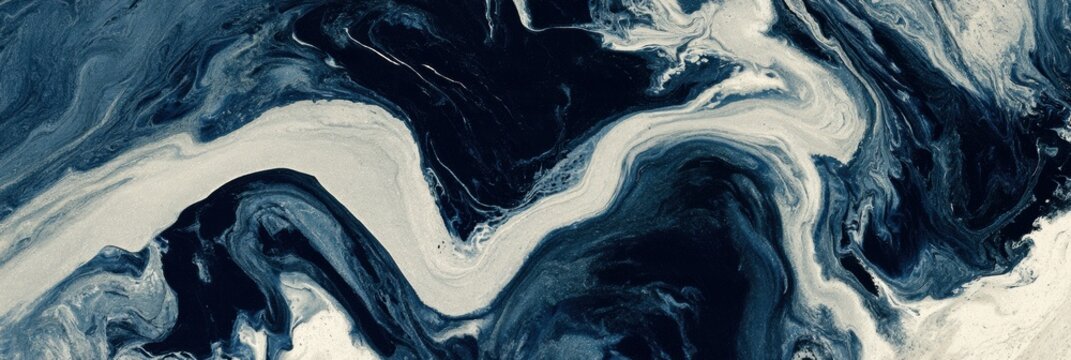This artwork displays an overhead view with deep prussian blue and silver cream, representing winter with dark and cold colors throughout.