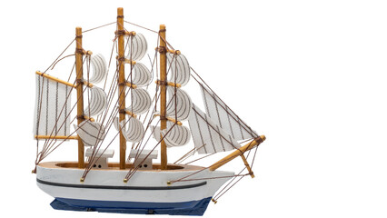 Wooden model sailboat sailing with white sails © Floren Horcajo