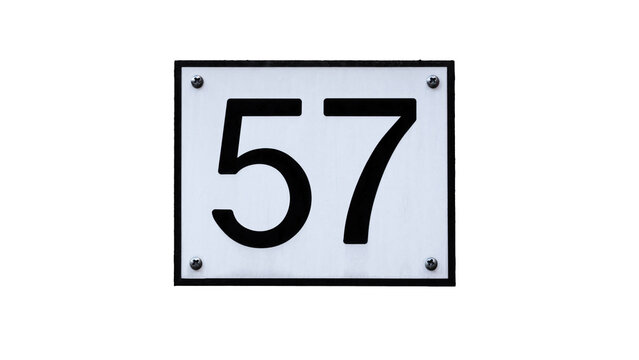 House number 57 plate with transparent background