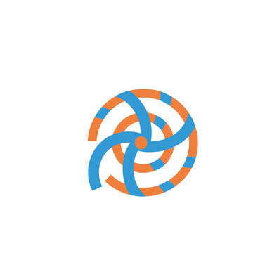 Abstract circular logo with blue and orange elements