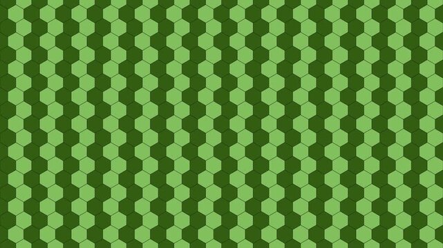 Green hexagon pattern motion background seamless loop animation