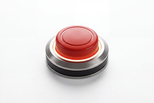 Red emergency push button with glowing ring