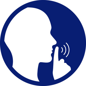 classic simple shhh be quiet no talking silence sign in blue circle symbol vector isolated on transparent background