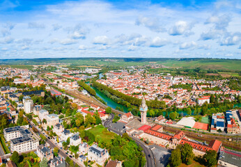 Naklejka premium Aerial view of Castellane tower in Epernay city, France