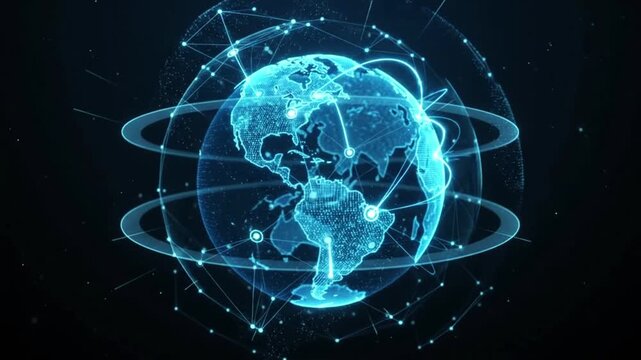 Digital globe with futuristic network connections