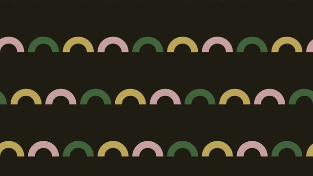 Seamless loop vibrant multicolor scallop pattern motion background