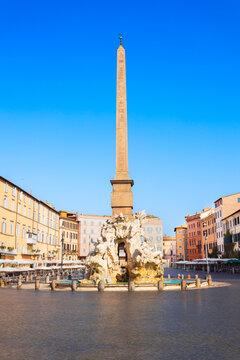 Four Rivers Fountain, Sant Agnese Agone church on Piazza Navona, Rome