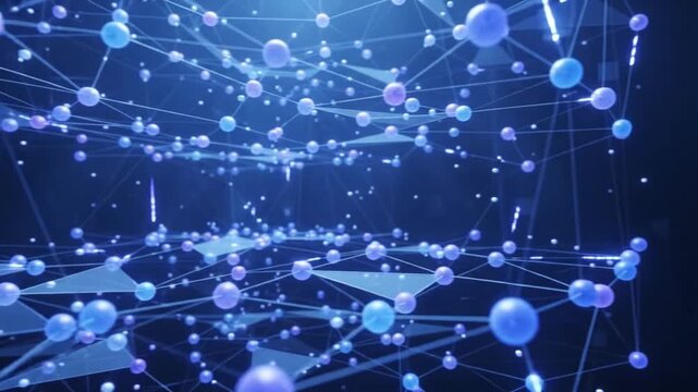 Modern 3d network of glowing blue nodes and connections