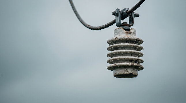 Ceramic high voltage electrical insulator on power line