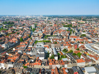 Obraz premium Panoramic aerial cityscape view of Ghent city, Belgium