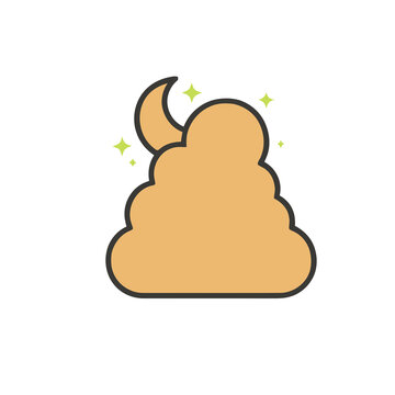 Cartoon poop with moon and stars