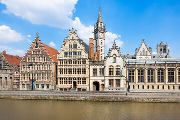 Fototapeta premium Historic guild houses on Graslei embankment in Ghent, Belgium