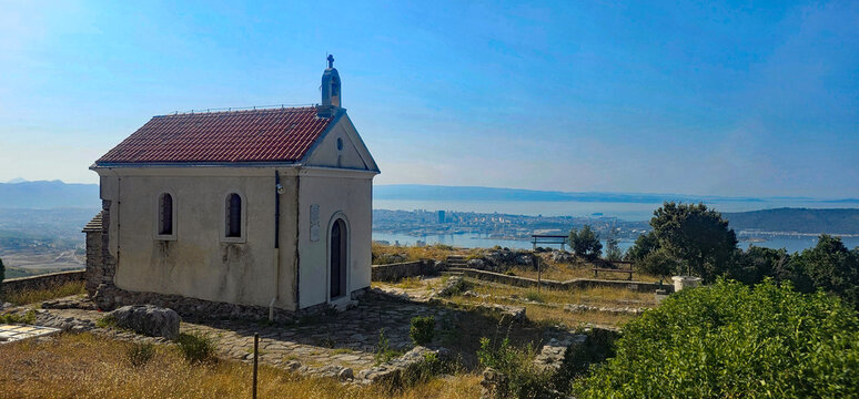 Wonderful photos of a small church in Croatia with sweeping views&mdash;arid landscapes and endless expanses featuring water and buildings, with Split in the background