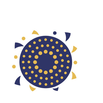 Abstract sun with dots and shapes