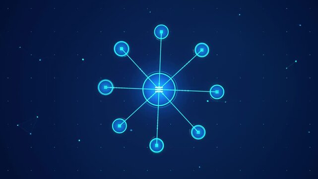 Abstract digital network connection diagram with glowing nodes motion Graphics