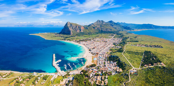 San Vito Lo Capo beach aerial panoramic view