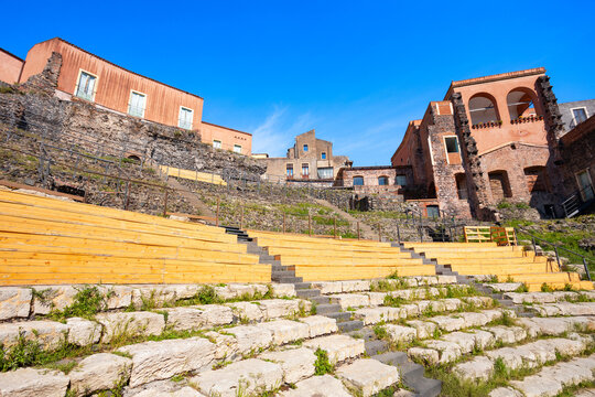 Roman Theatre of Catania in Catania city, Sicily
