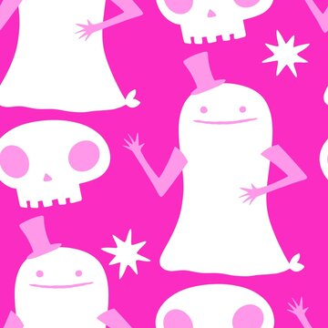 Halloween ghost seamless cute cartoon pattern for wrapping paper and fabrics and kids clothes print and packaging