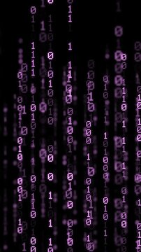 Purple Binary code Background. Digital and Secure Data Concept. Vertical animation
