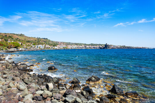 Aci Trezza beach and Aci Castello town, Sicily