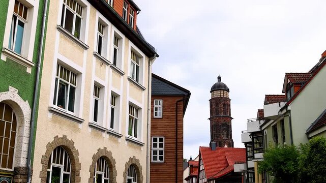 the historic center of goettingen germany 4k video with a pan