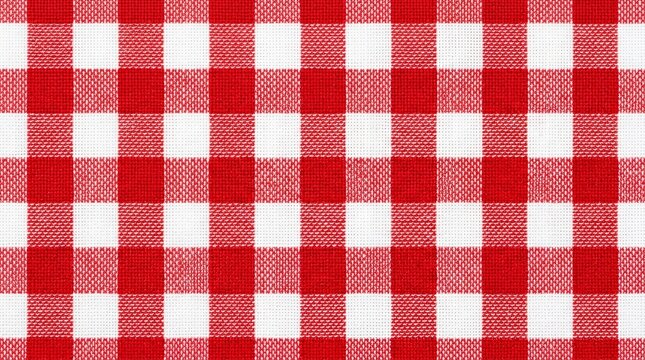 Red and white checkered tablecloth pattern texture.