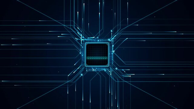 Futuristic digital central processing unit chip with data transfer motion Graphics