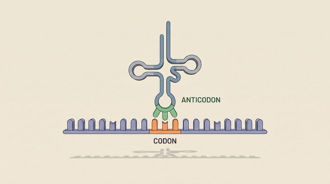 tRNA Anticodon and mRNA Codon Pairing Translation Diagram
